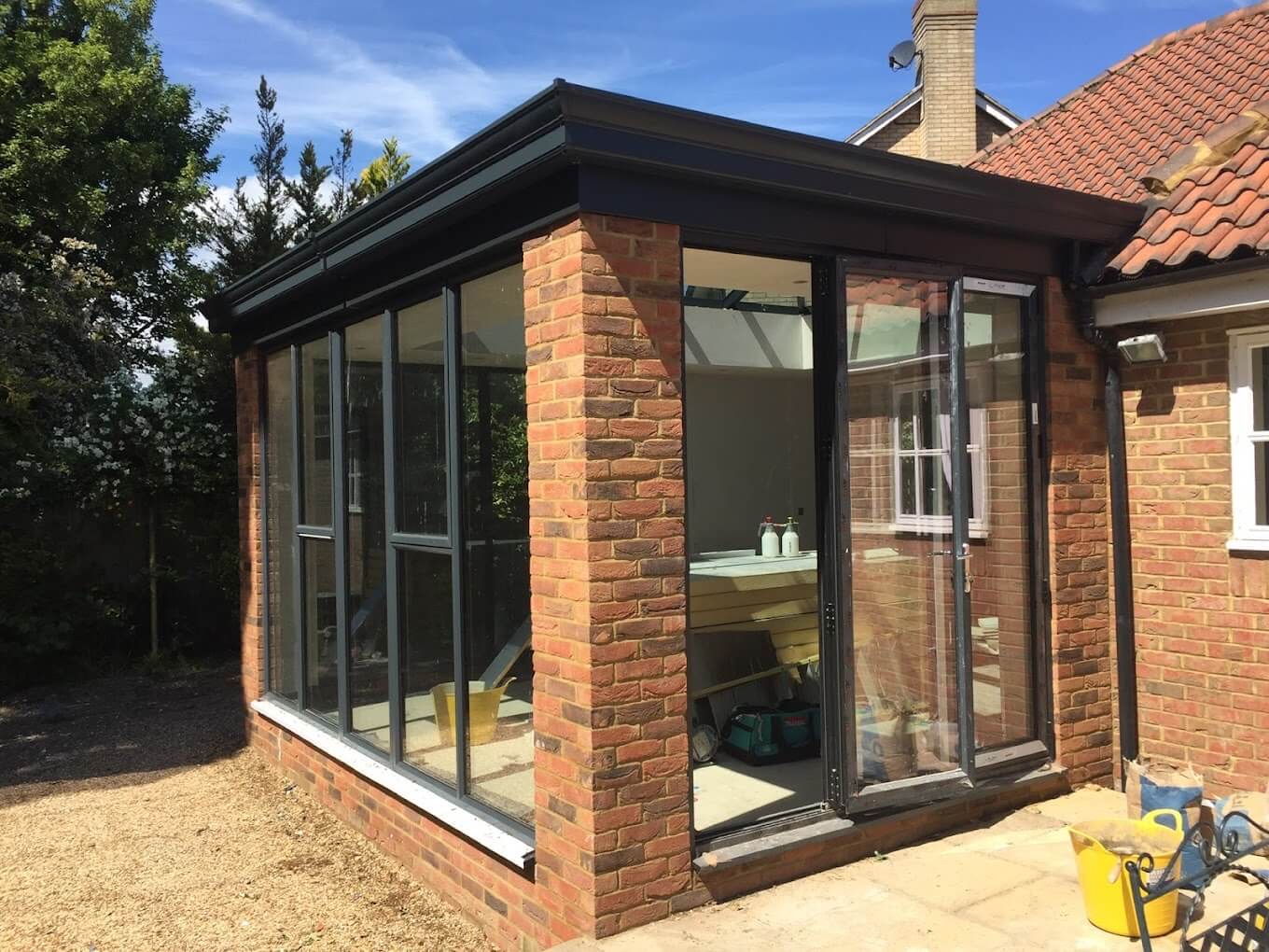 Light-filled brick and glazed extension completed near Cambridge