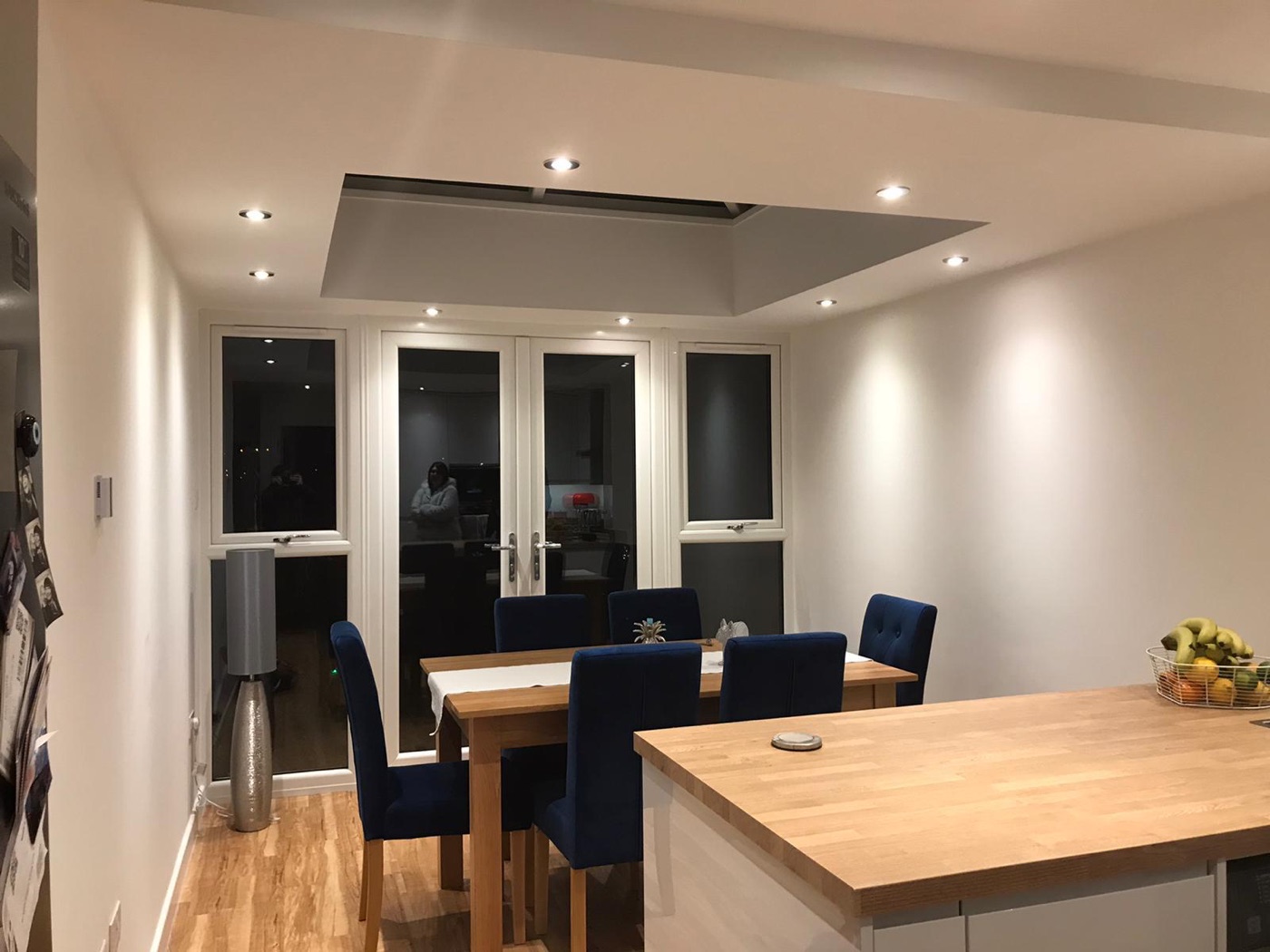 Finished dining extension with recessed lighting in Cambridge