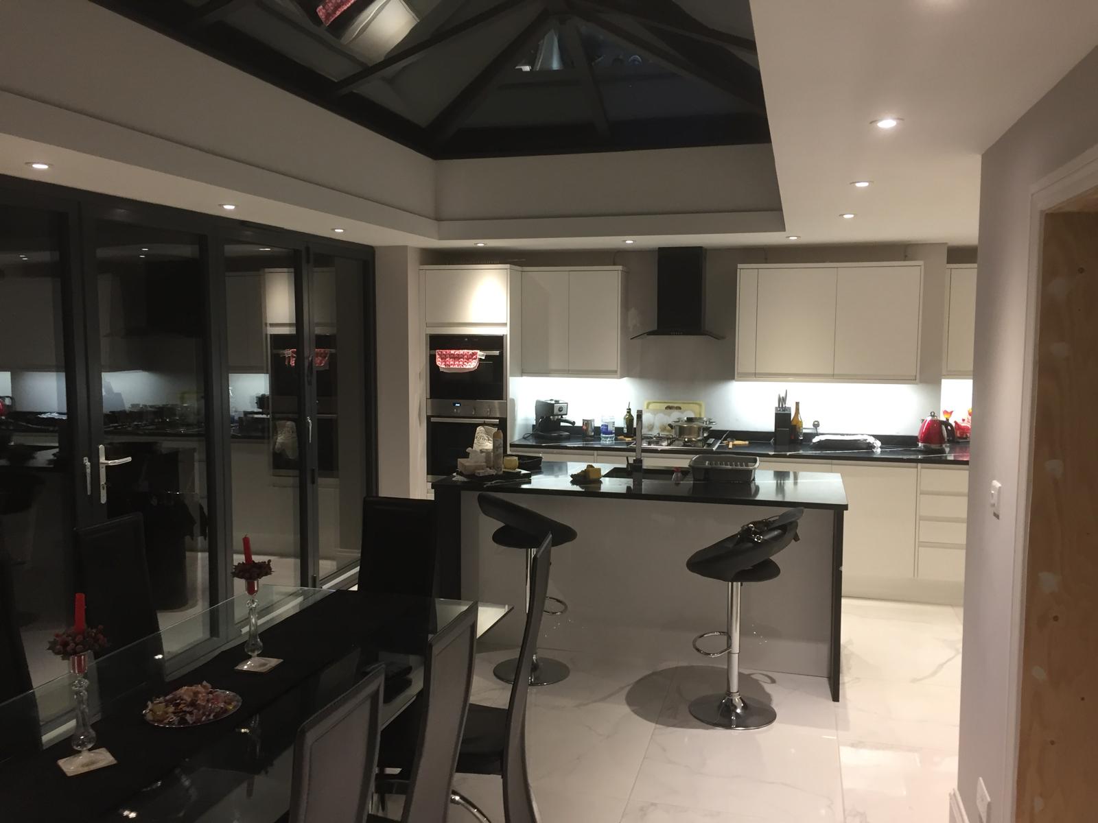 Premium kitchen renovation with roof lantern and island completed by Ciampa and Sons in Cambridge