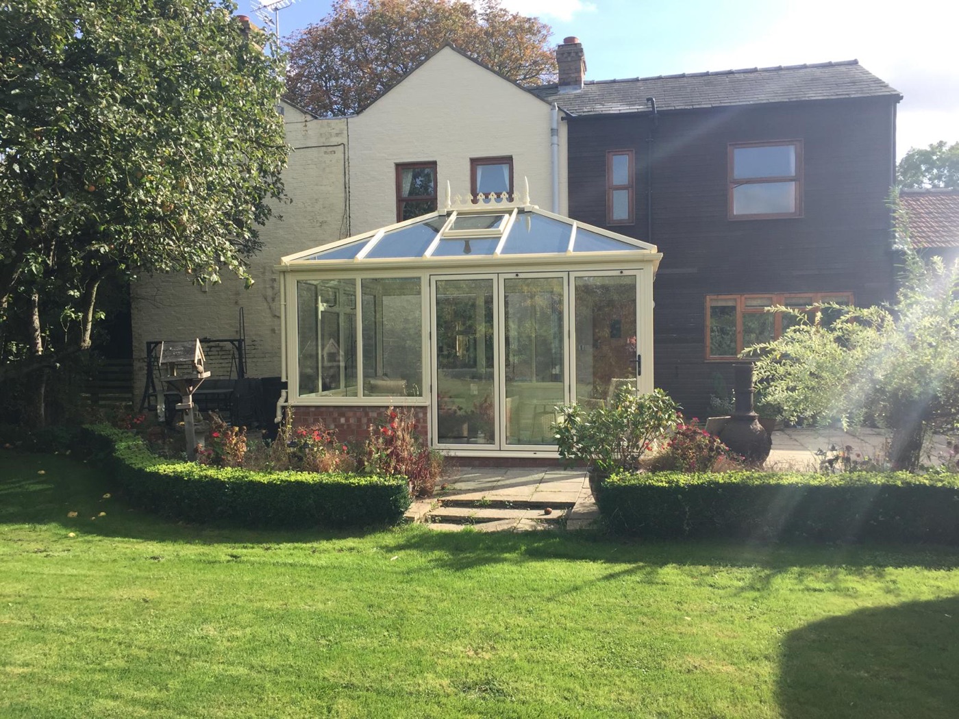 Traditional conservatory in a mature Cambridgeshire garden