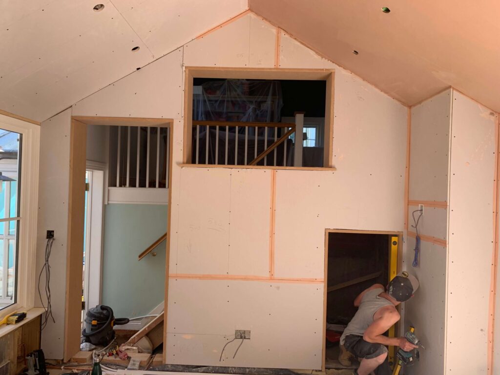 Internal alterations with new plasterboard walls and a stair opening