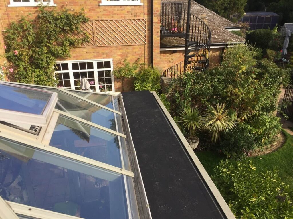 Roof lantern on a flat-roofed extension seen from above
