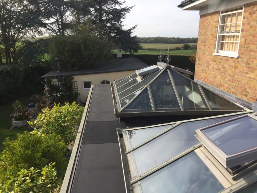 Two roof lanterns on a flat-roofed extension